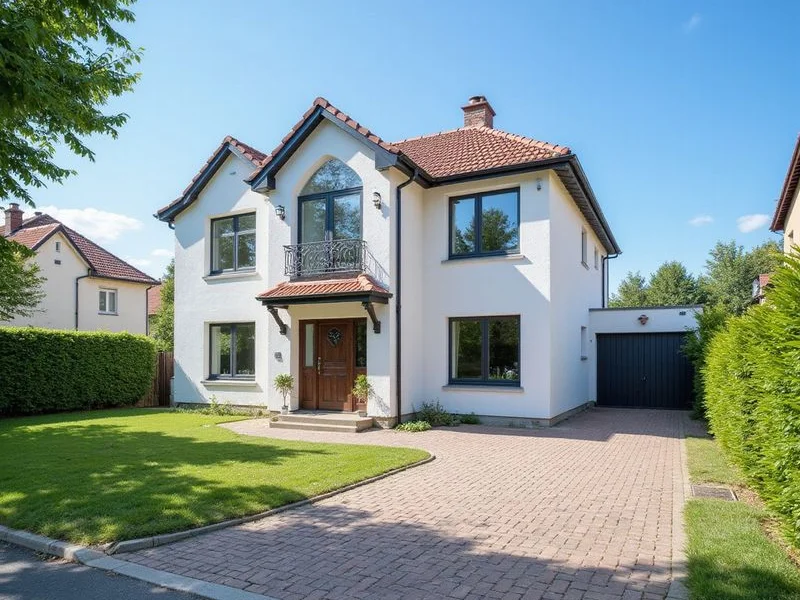 Dom jednorodzinny po profesjonalnym myciu ciśnieniowym elewacji